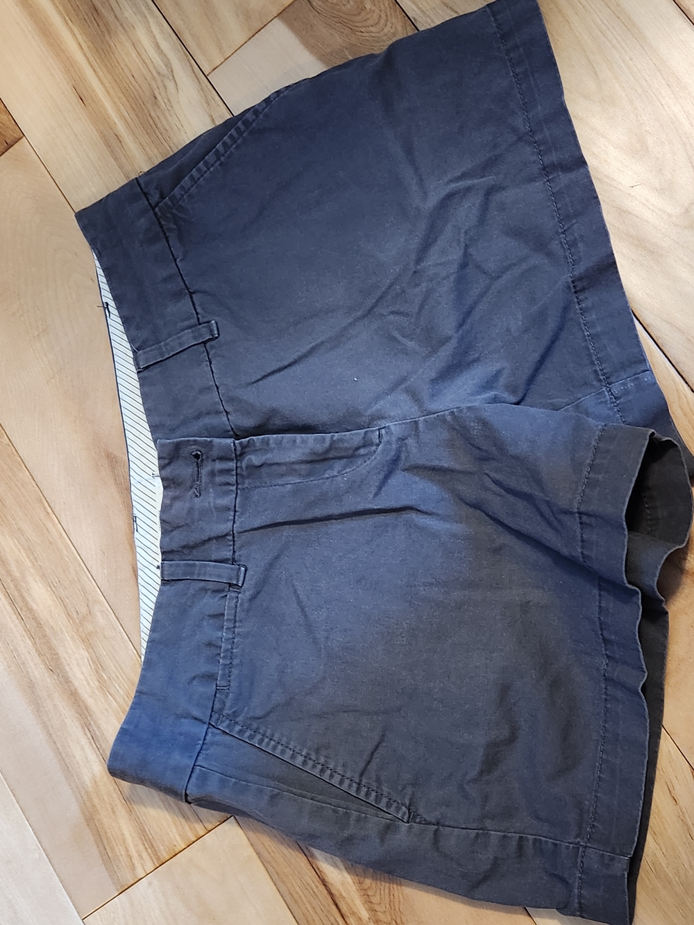 LOFT Black Cotton Shorts with Striped Waistband